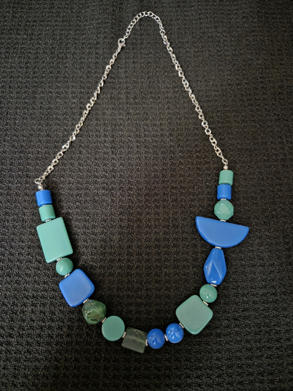 Blue & Teal Geometric Bead Necklace